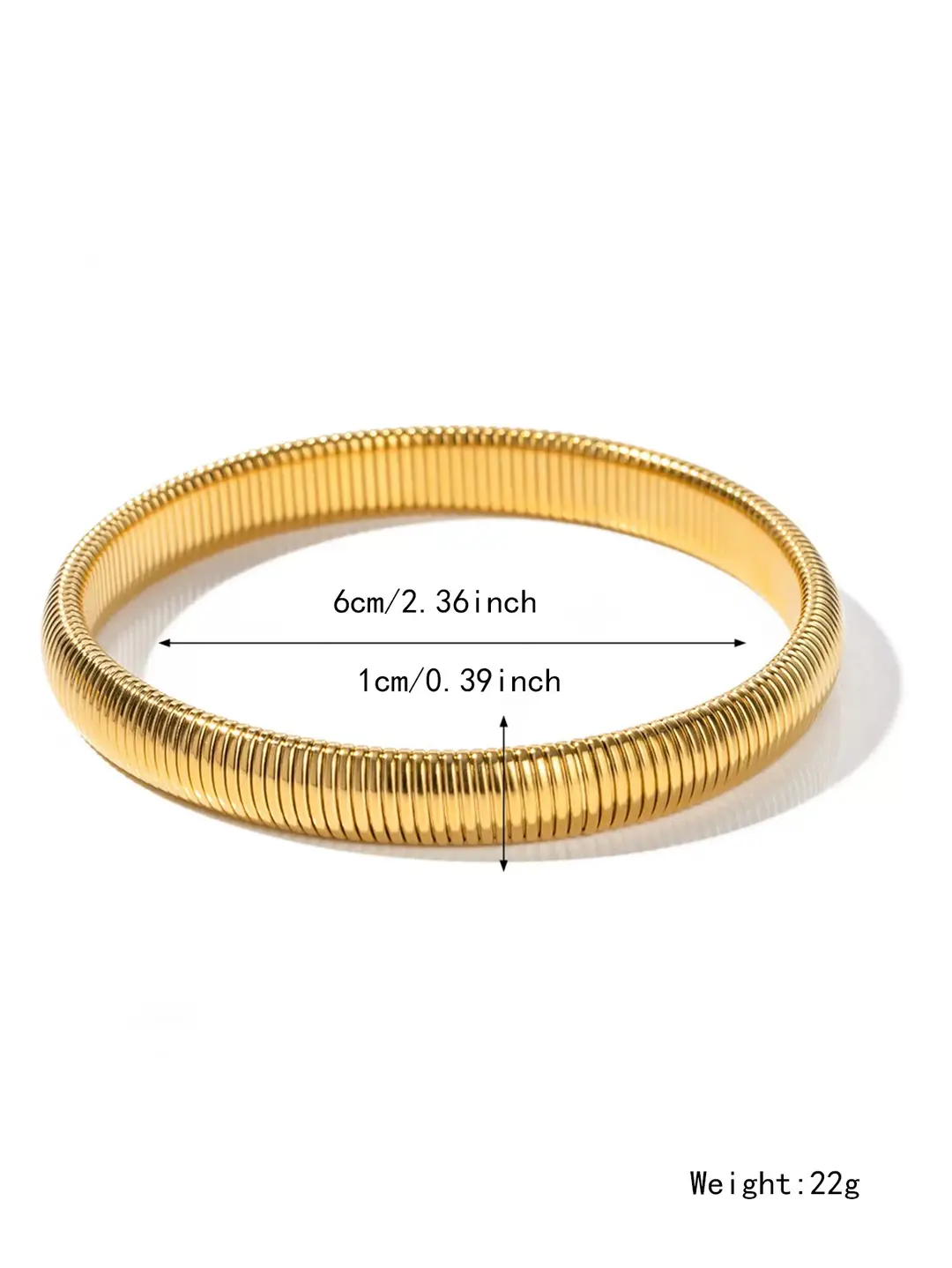Thick European and American Cross-Border Popular Jewelry Elastic Wide Titanium Steel Bracelet for Women Light Luxury Public Exaggerated Niche Vertical Stripes Ring
