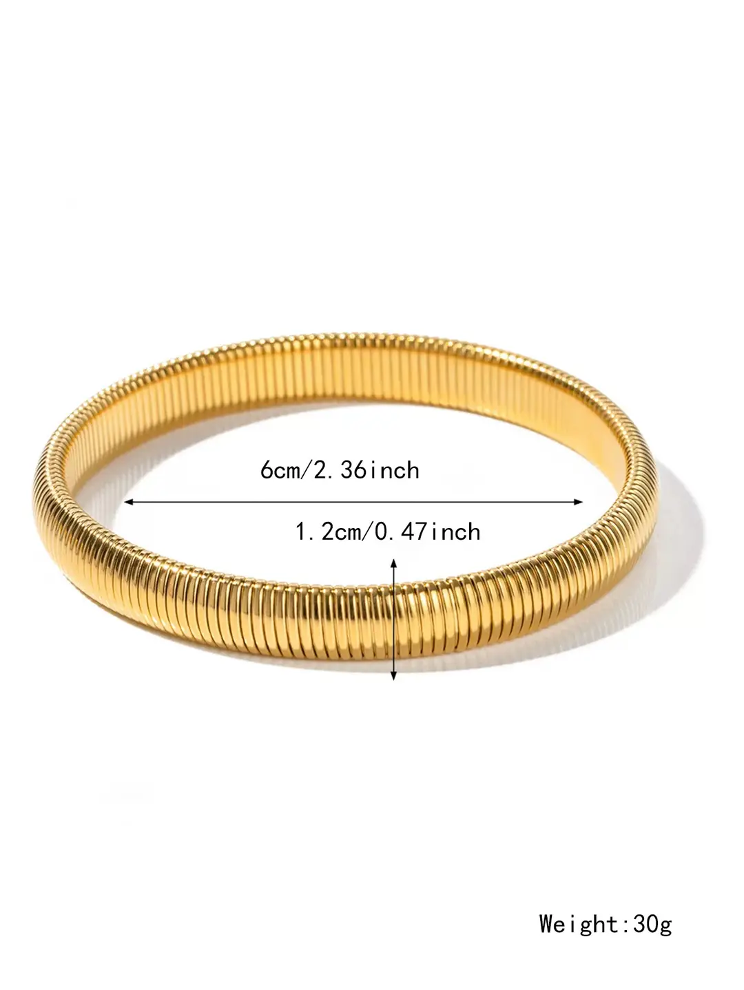 Thick European and American Cross-Border Popular Jewelry Elastic Wide Titanium Steel Bracelet for Women Light Luxury Public Exaggerated Niche Vertical Stripes Ring