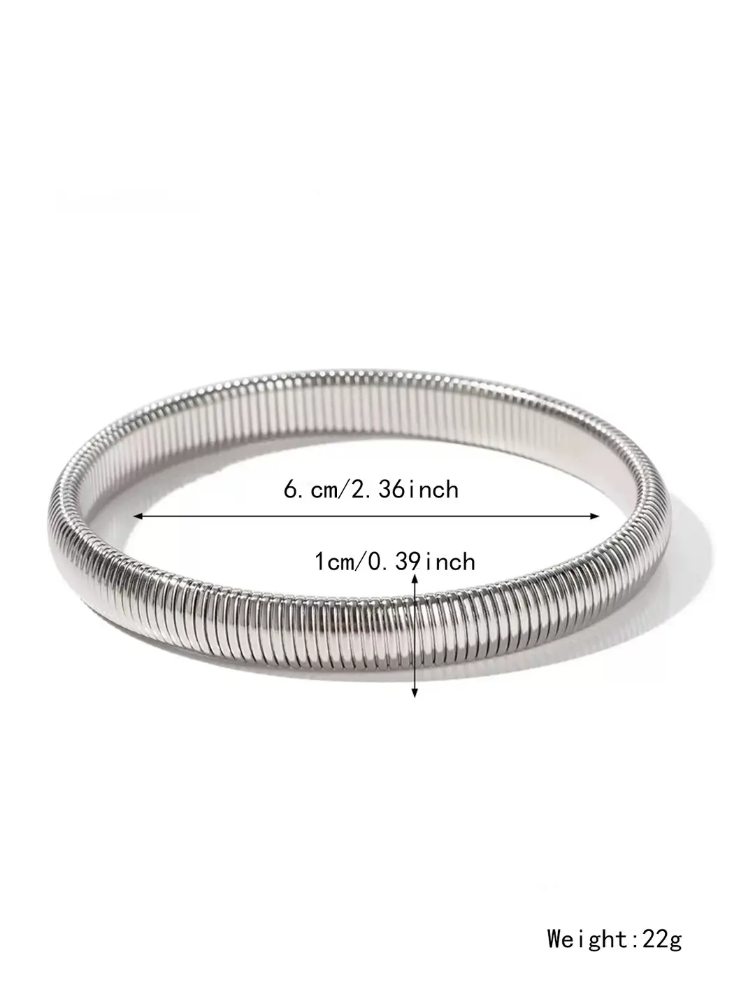 Thick European and American Cross-Border Popular Jewelry Elastic Wide Titanium Steel Bracelet for Women Light Luxury Public Exaggerated Niche Vertical Stripes Ring