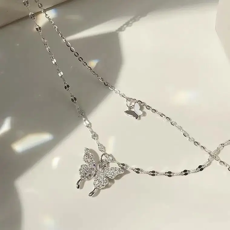 Ins Cold Style Butterfly Double Layer Necklace