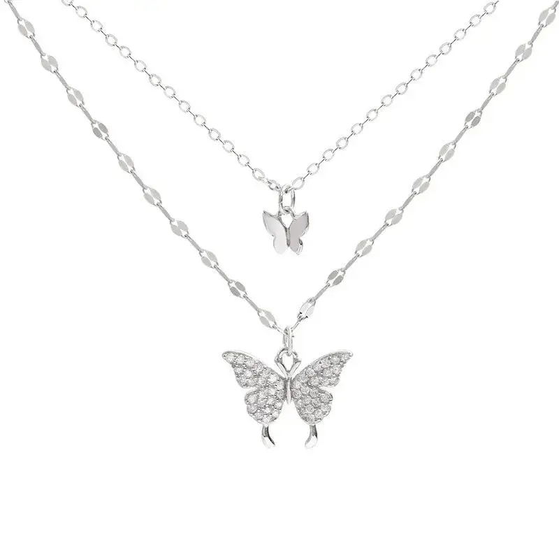Ins Cold Style Butterfly Double Layer Necklace