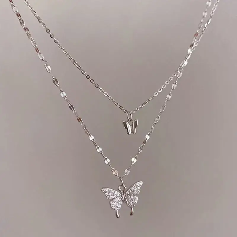 Ins Cold Style Butterfly Double Layer Necklace — feature 4