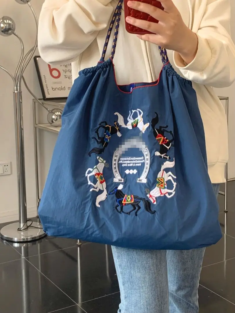 Women Embroidered Canvas Tote Bag Large Capacity Crossbody