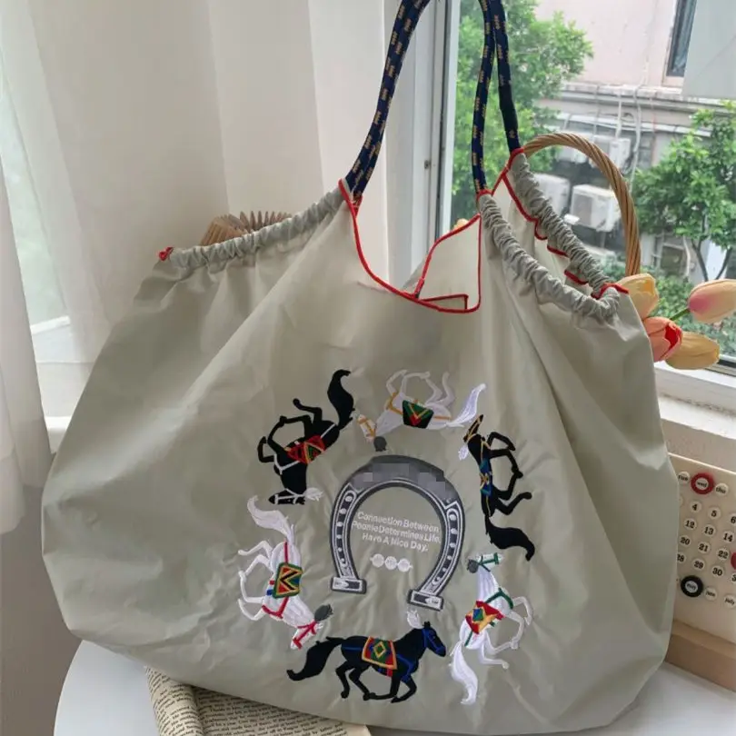 Women Embroidered Canvas Tote Bag Large Capacity Crossbody — feature 5