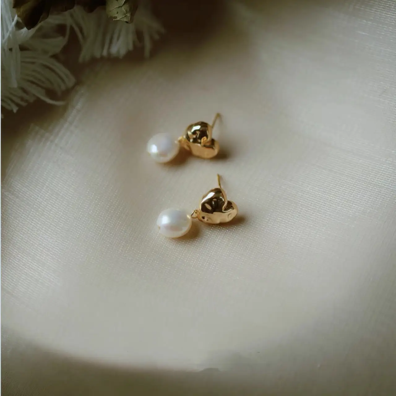 Gold Crown Pearl Earrings for Women - Image 2