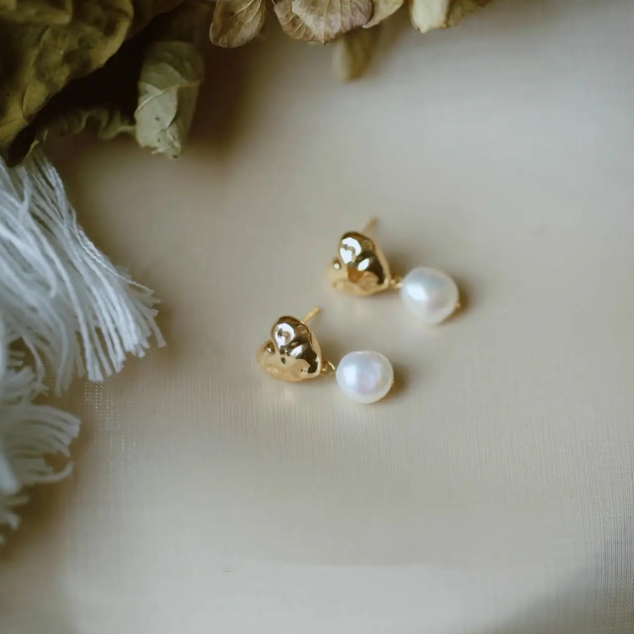 Gold Crown Pearl Earrings for Women - Image 4