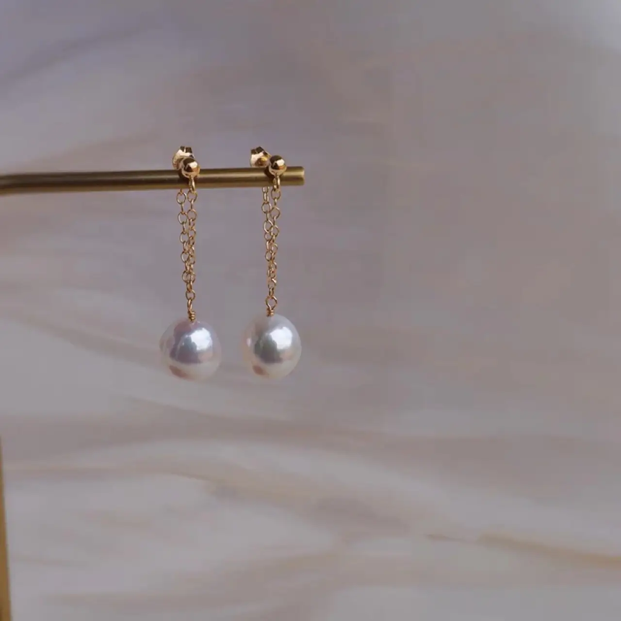 Silver Pearl Earrings Chain Long Freshwater Baroque Design - Image 2