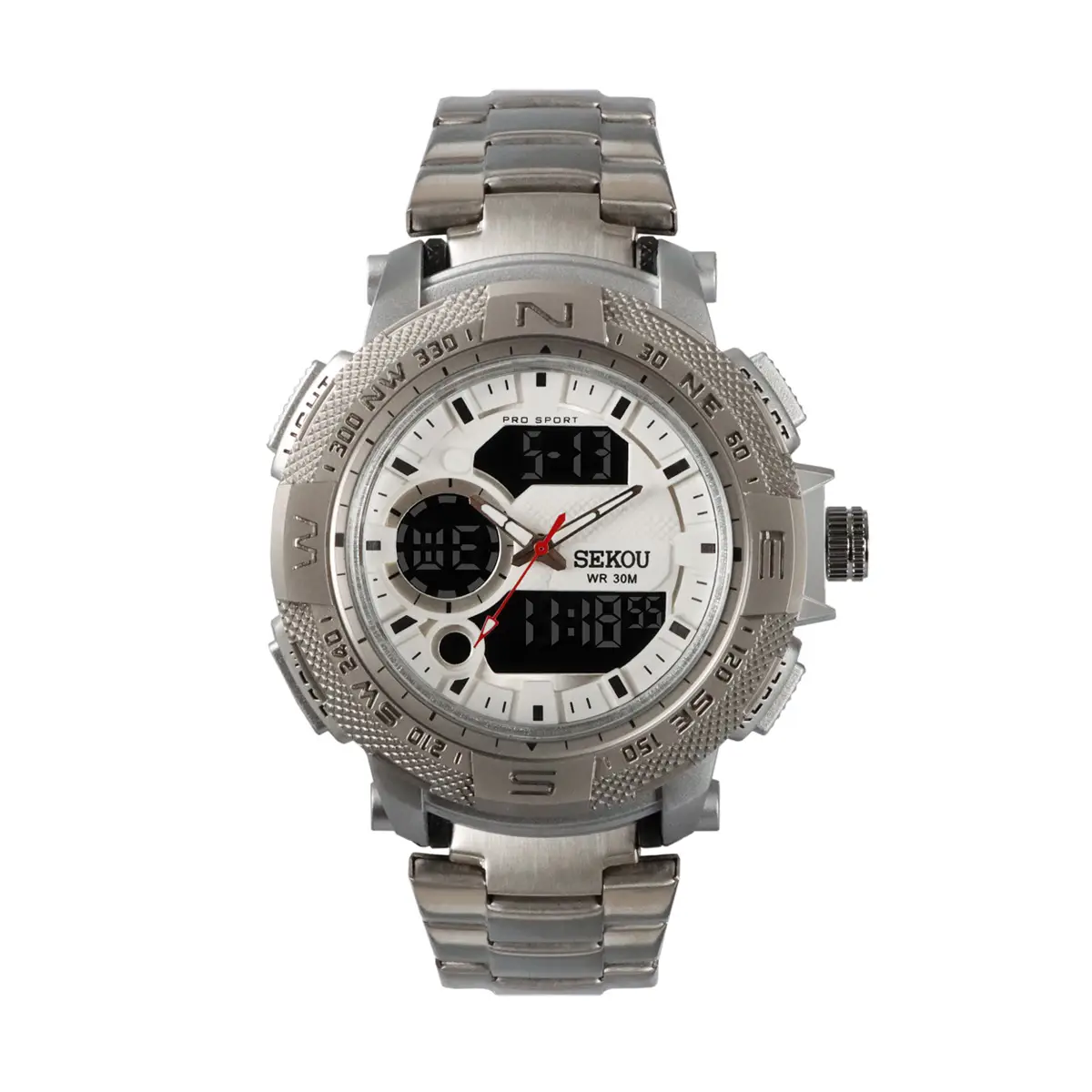 Men's Waterproof Digital Watch with Dual Display & Stainless Steel Band — feature 5