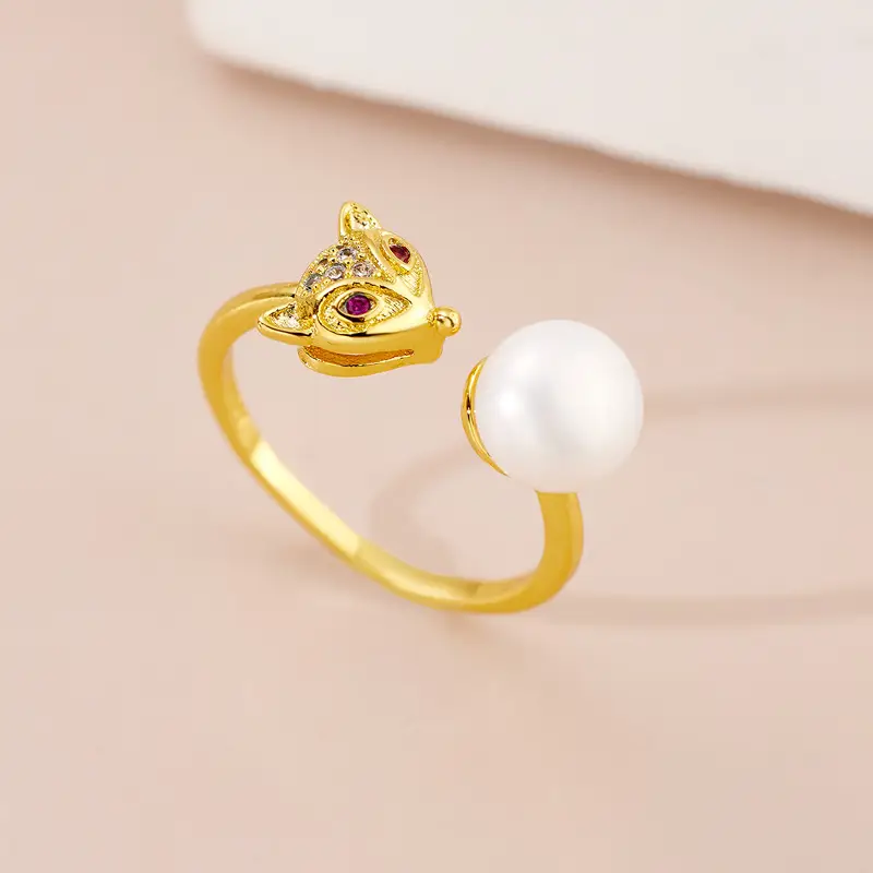 Joker Fresh Water Pearl Finger Ring Gold Plated