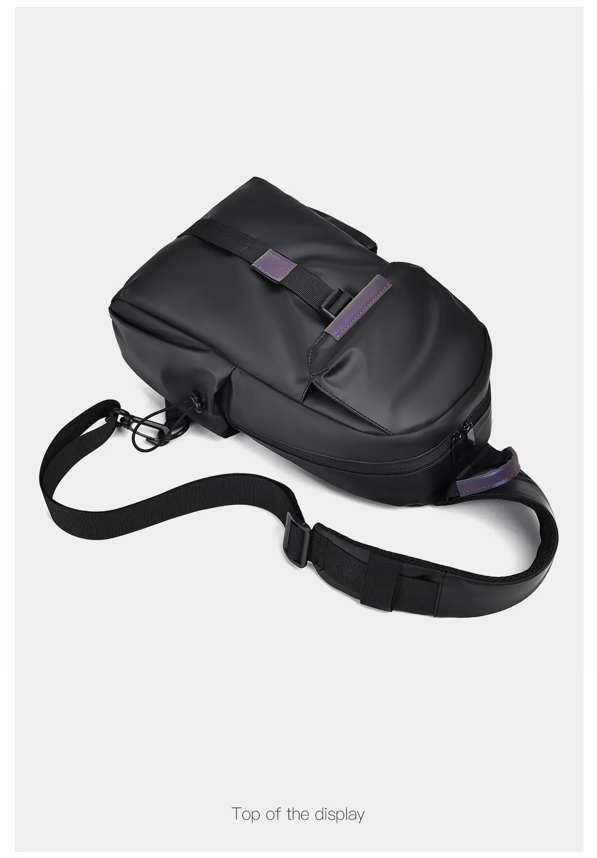 Men's Grey Crossbody Travel Bag with Purple Accents — feature 20