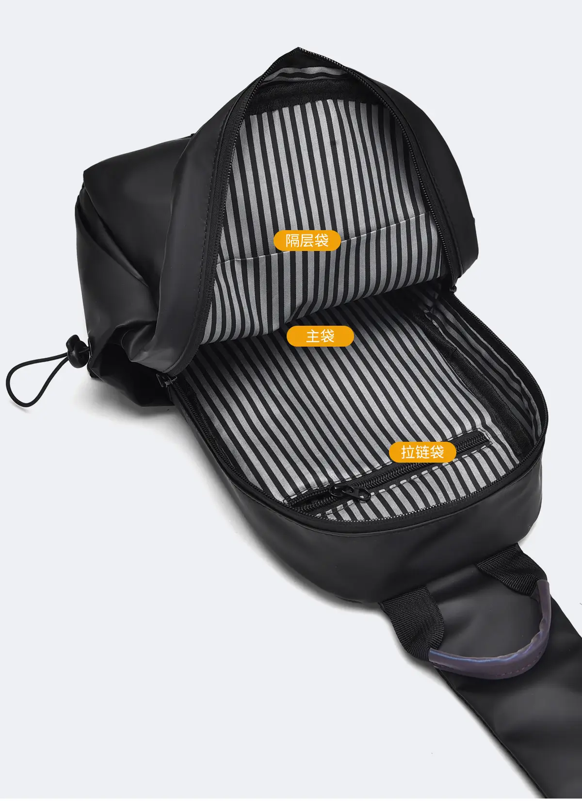 Men's Grey Crossbody Travel Bag with Purple Accents — feature 8