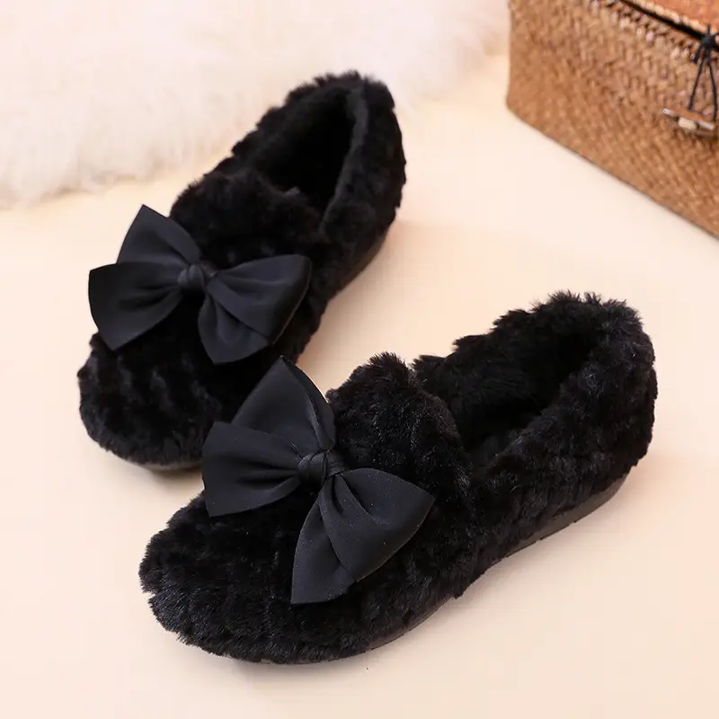 2026 New Furry Women's Shoes Autumn and Winter Bear Loafers Fashionable Versatile Plush Flat Cotton Shoes Student Cotton Slippers - Image 4