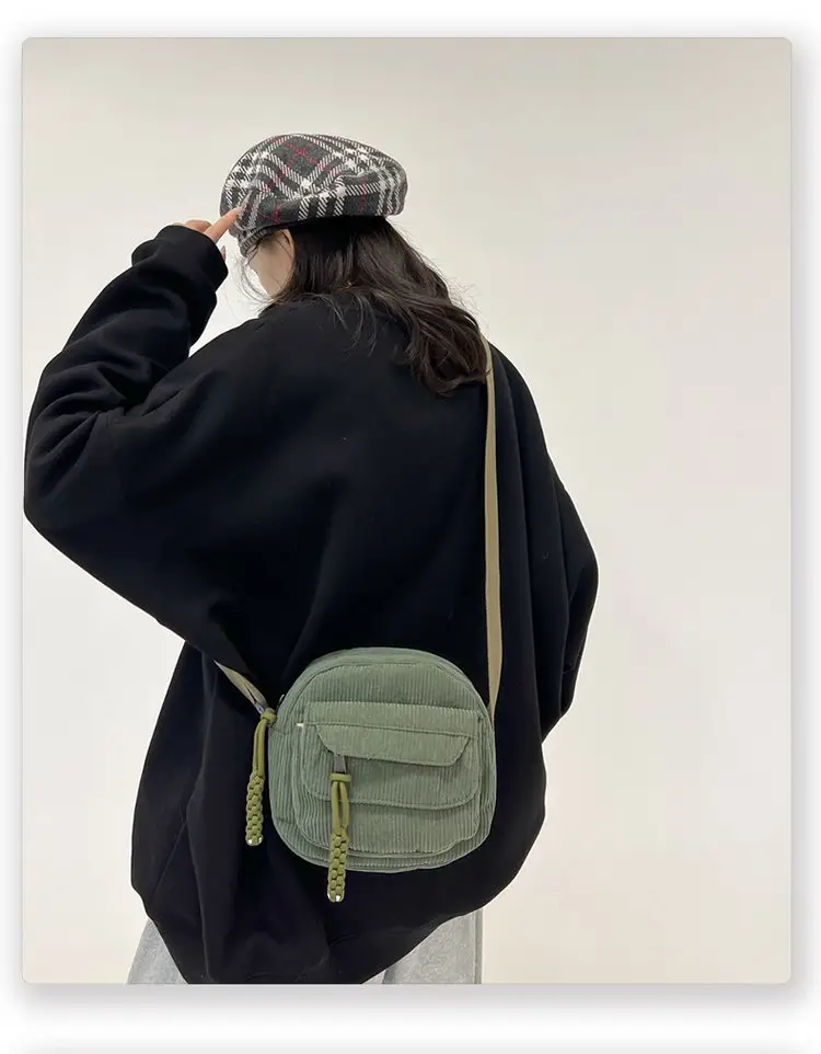 2024 Spring Corduroy Shoulder Messenger Bag Cream — feature 20