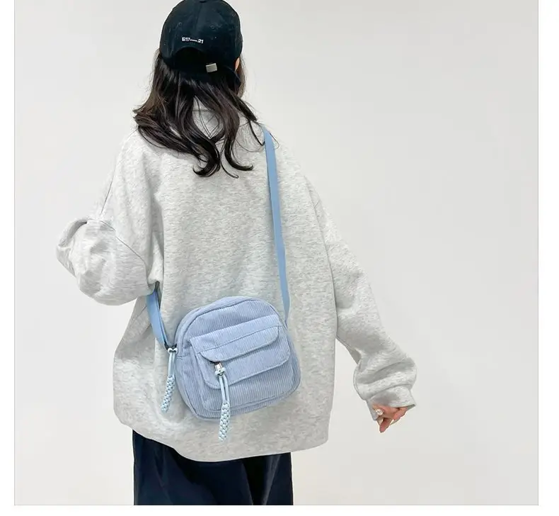 2024 Spring Corduroy Shoulder Messenger Bag Cream — feature 28