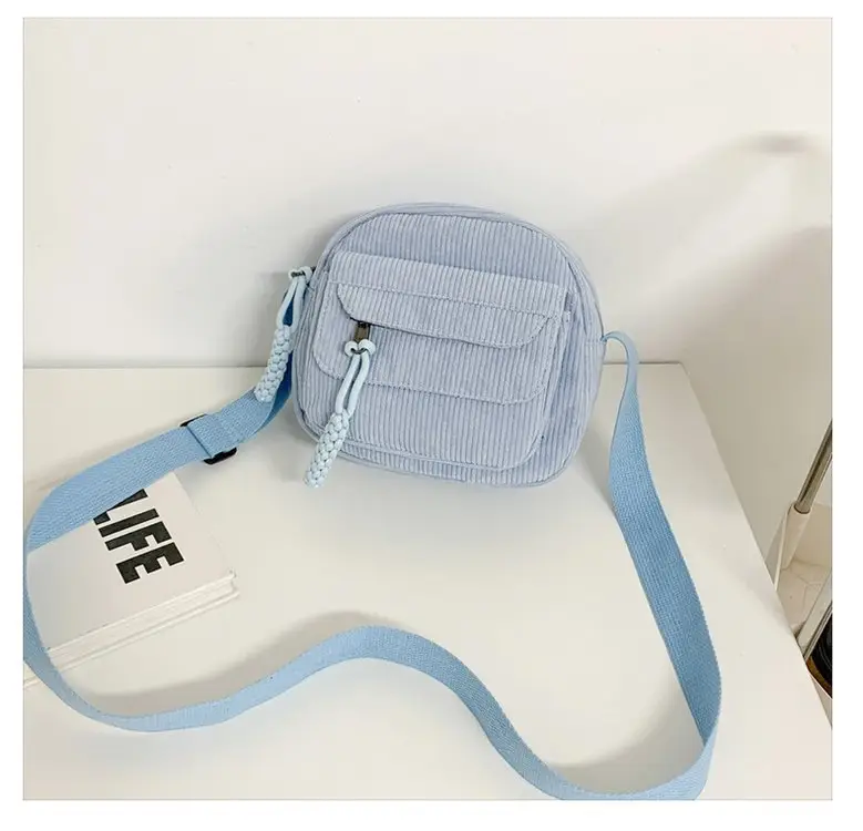2024 Spring Corduroy Shoulder Messenger Bag Cream — feature 37