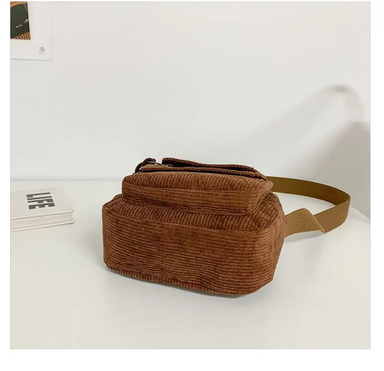 2024 Spring Corduroy Shoulder Messenger Bag Cream — feature 47