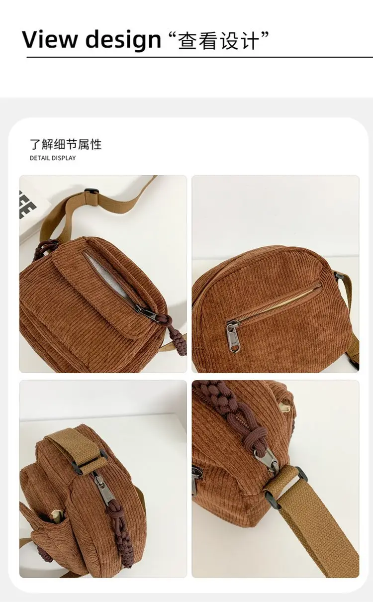 2024 Spring Corduroy Shoulder Messenger Bag Cream — feature 49