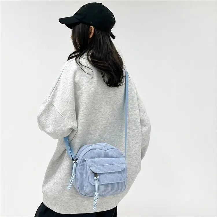 2024 Spring Corduroy Shoulder Messenger Bag Cream — feature 56