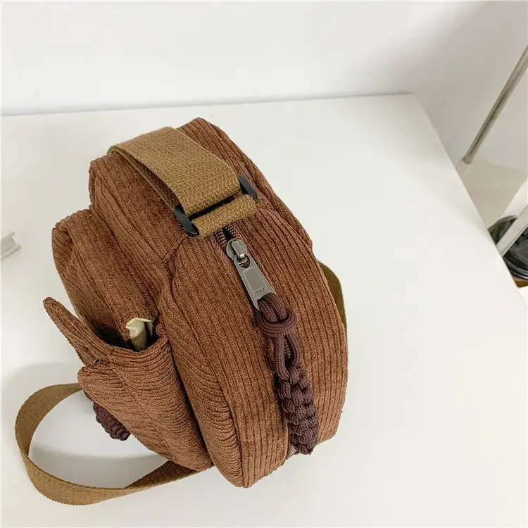 2024 Spring Corduroy Shoulder Messenger Bag Cream — feature 57