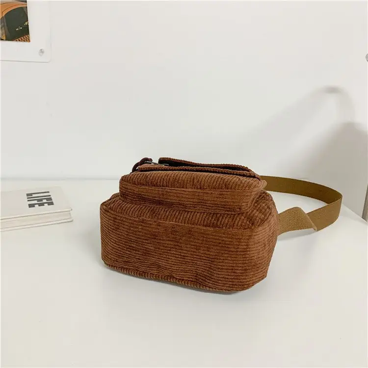 2024 Spring Corduroy Shoulder Messenger Bag Cream — feature 60