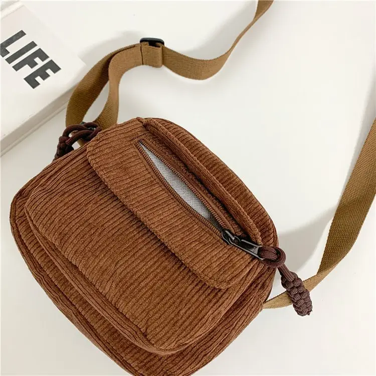 2024 Spring Corduroy Shoulder Messenger Bag Cream — feature 64