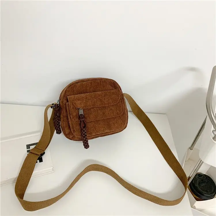 2024 Spring Corduroy Shoulder Messenger Bag Cream — feature 66