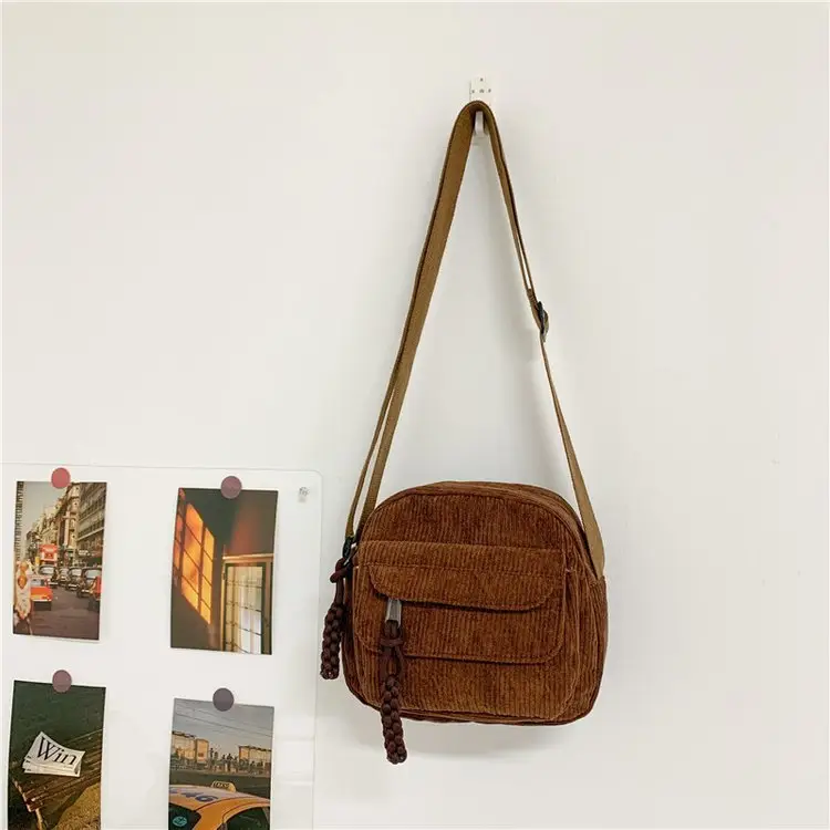 2024 Spring Corduroy Shoulder Messenger Bag Cream — feature 68