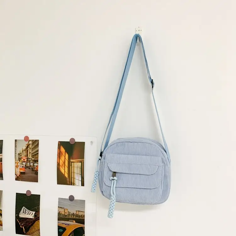2024 Spring Corduroy Shoulder Messenger Bag Cream - Image 2