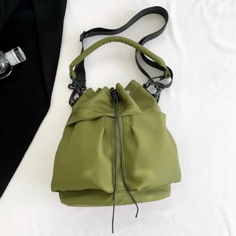 Women's Drawstring Bucket Bag Tan Large Capacity - Image 5