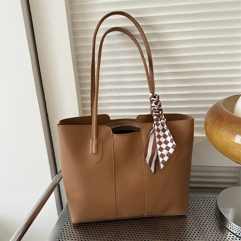 Retro Silk Scarf Handbag Brown 2023 - Image 8