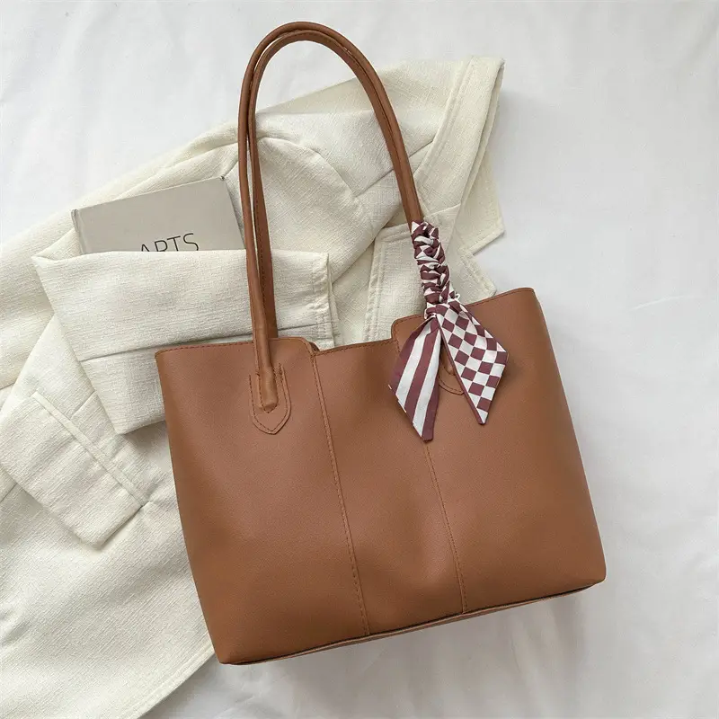 Retro Silk Scarf Handbag Brown 2023 - Image 5