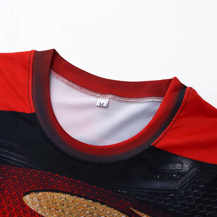 2023 Superman Printed Sports T-Shirt Red Black Mesh - Image 15