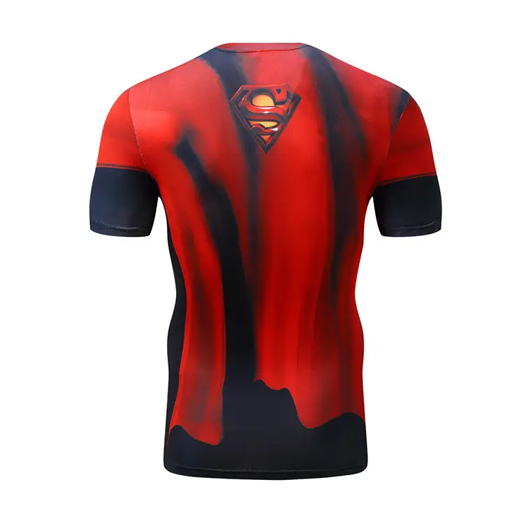 2023 Superman Printed Sports T-Shirt Red Black Mesh - Image 17