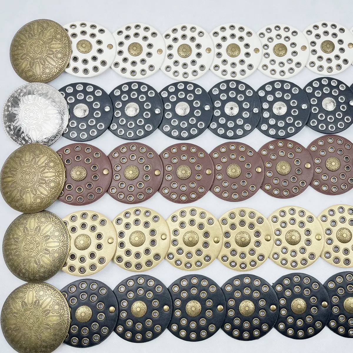 Women's Retro Western Denim Belt with Polka Dot & Hollow Metal Design - Image 14