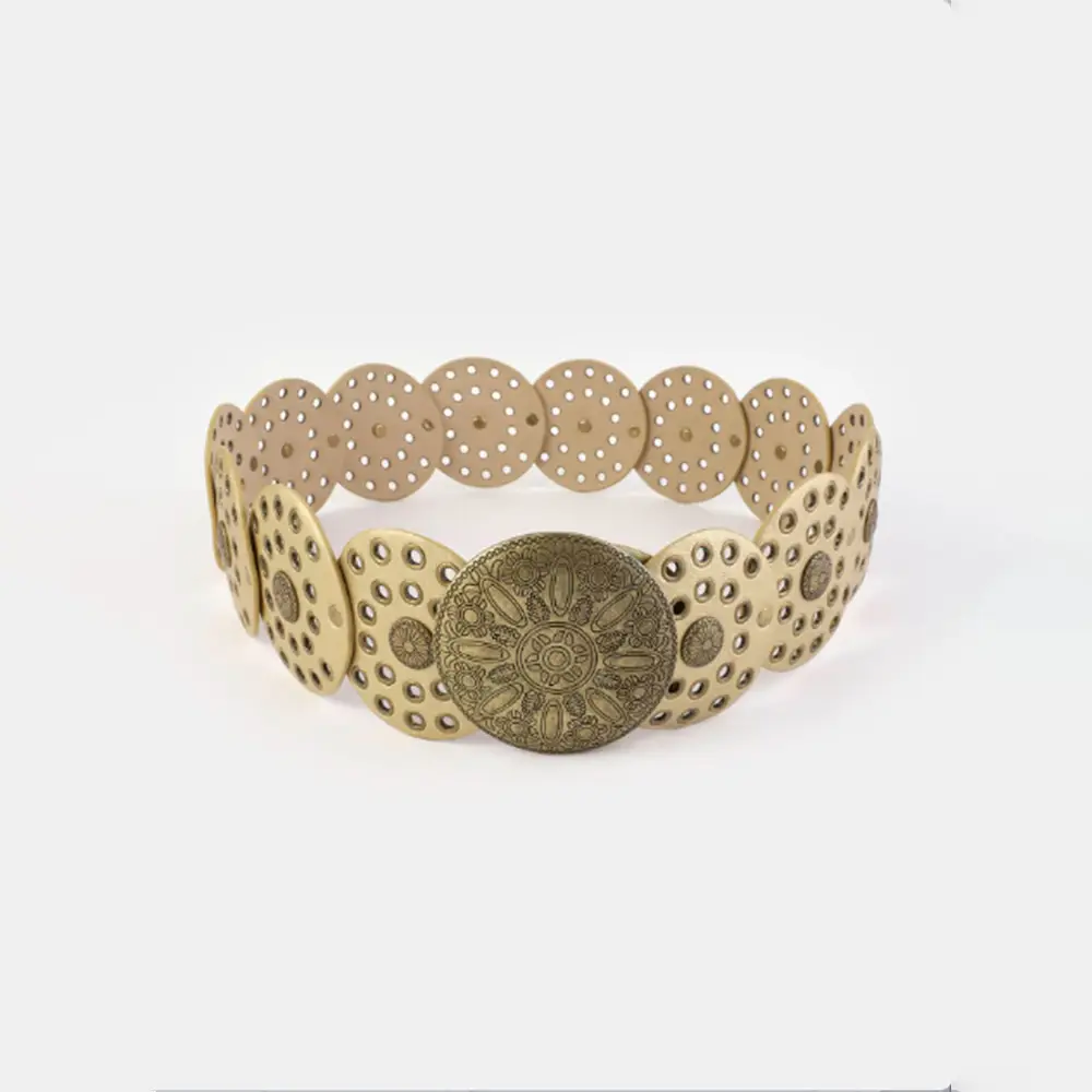 Women's Retro Western Denim Belt with Polka Dot & Hollow Metal Design - Image 10