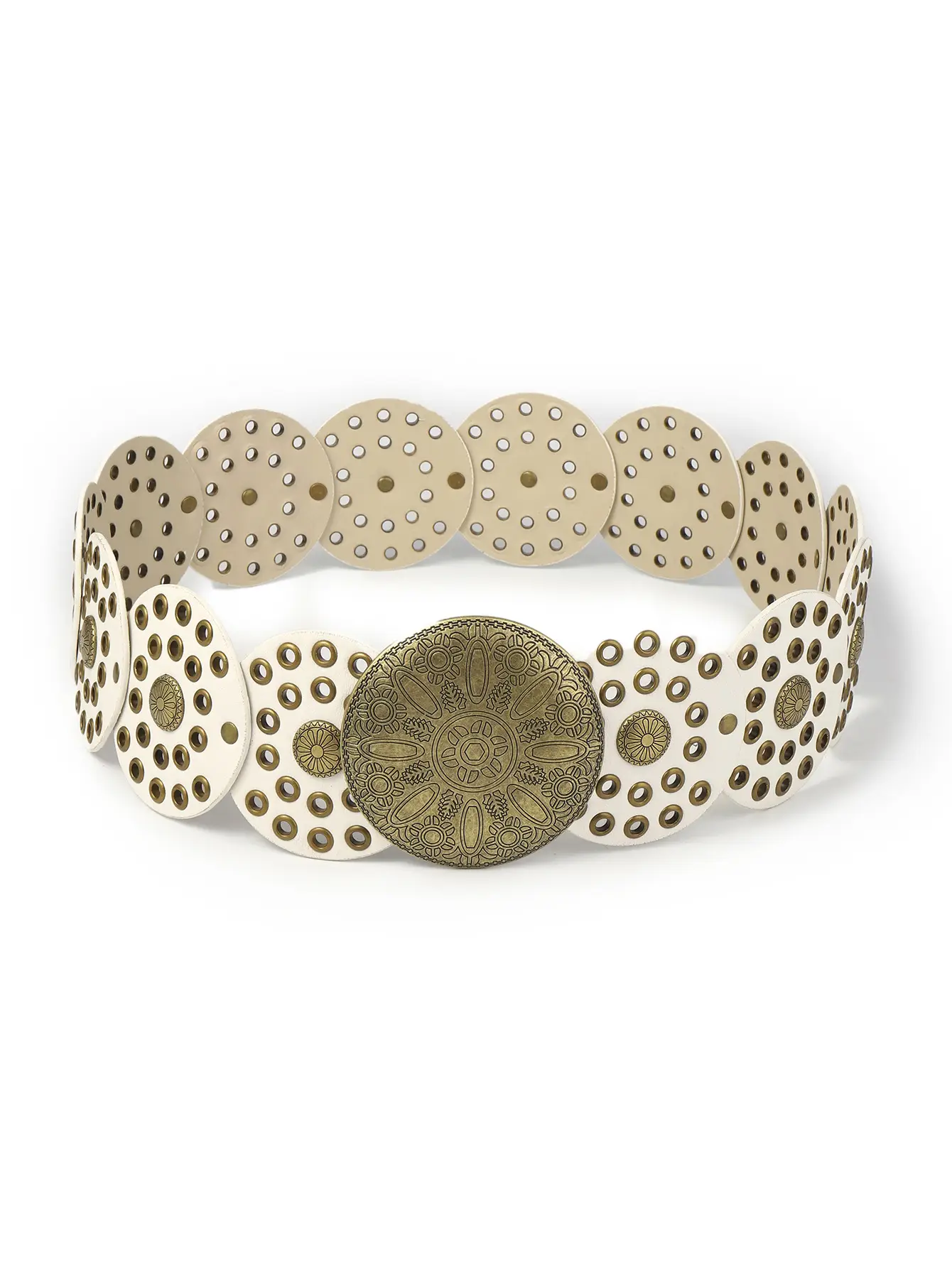 Women's Retro Western Denim Belt with Polka Dot & Hollow Metal Design - Image 5