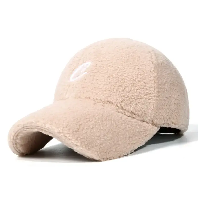 Women's Lambswool Beige Baseball Cap