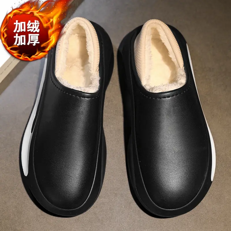 New Casual Cotton Slippers Men's Winter Couple's Bag with Shit-feeling fleece-lined Warm Waterproof Home Parent-child Hair Slippers - Image 4