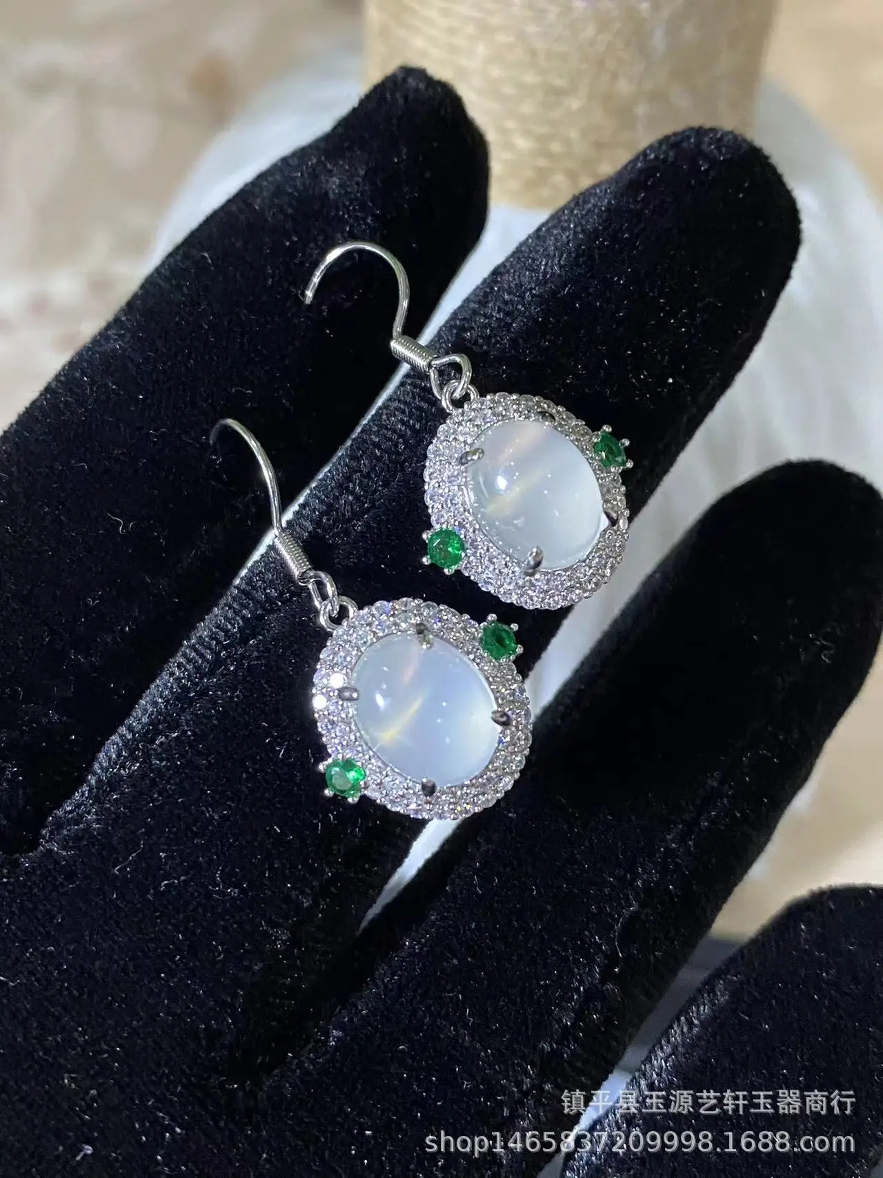 Silver Plated Green Chalcedony Earrings for Women - Image 4