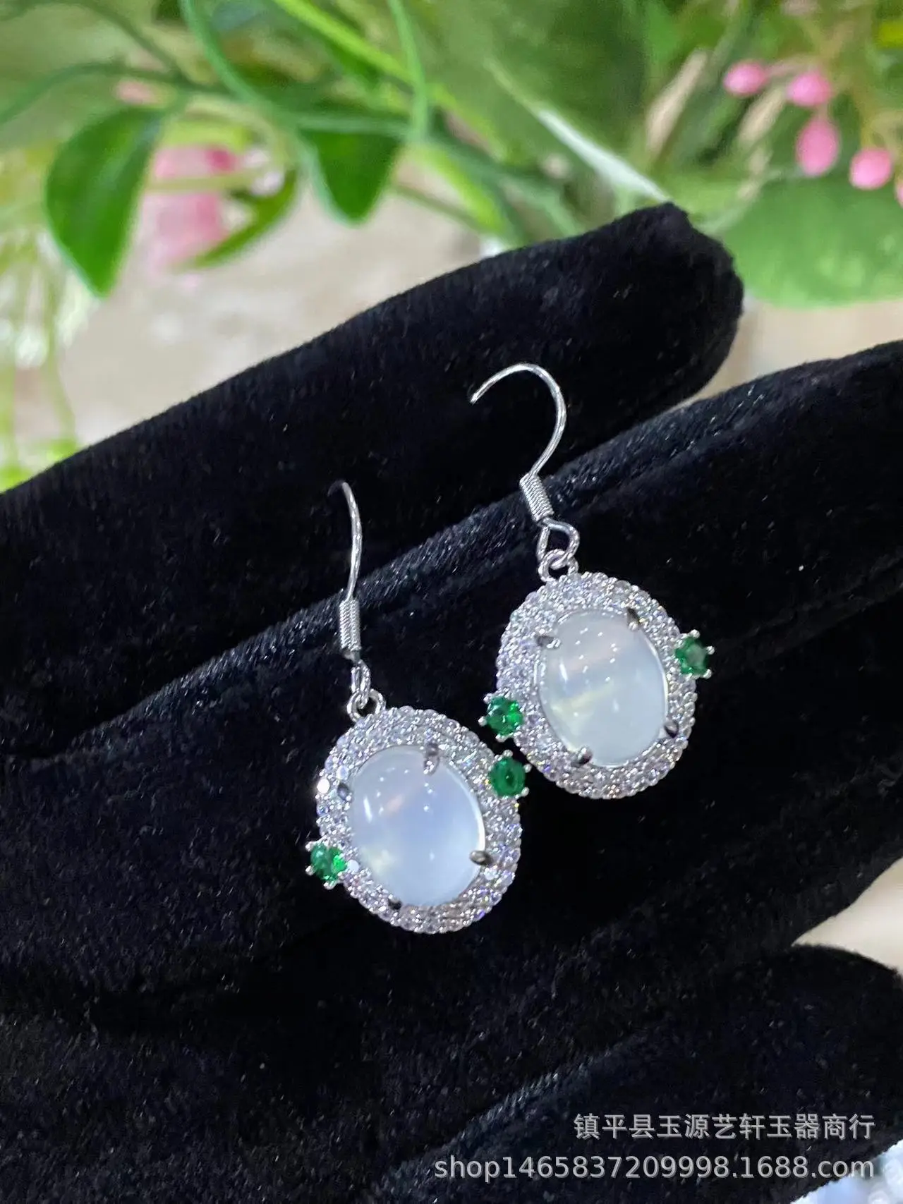 Silver Plated Green Chalcedony Earrings for Women - Image 6