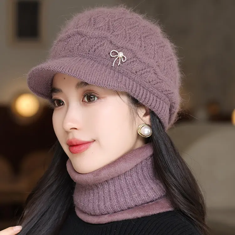 Winter Fleece Hat with Bow Charm for Women — feature 2