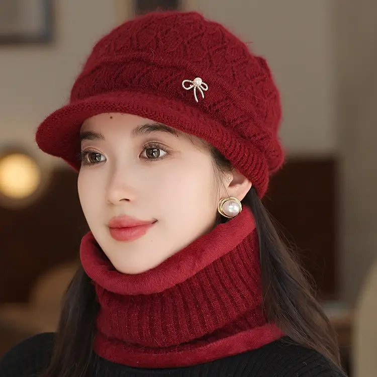 Winter Fleece Hat with Bow Charm for Women - Image 5