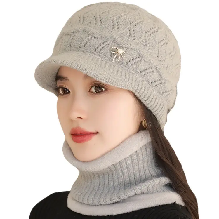 Winter Fleece Hat with Bow Charm for Women - Image 6