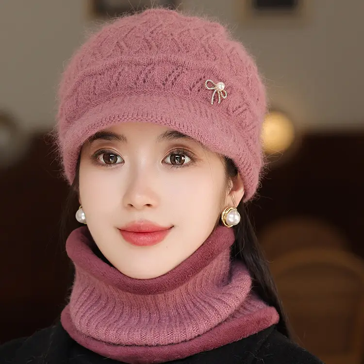 Winter Fleece Hat with Bow Charm for Women — feature 14