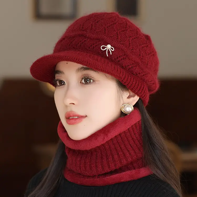 Winter Fleece Hat with Bow Charm for Women — feature 17
