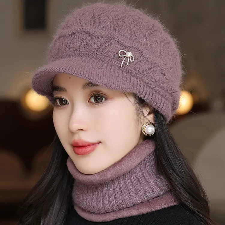 Winter Fleece Hat with Bow Charm for Women — feature 4