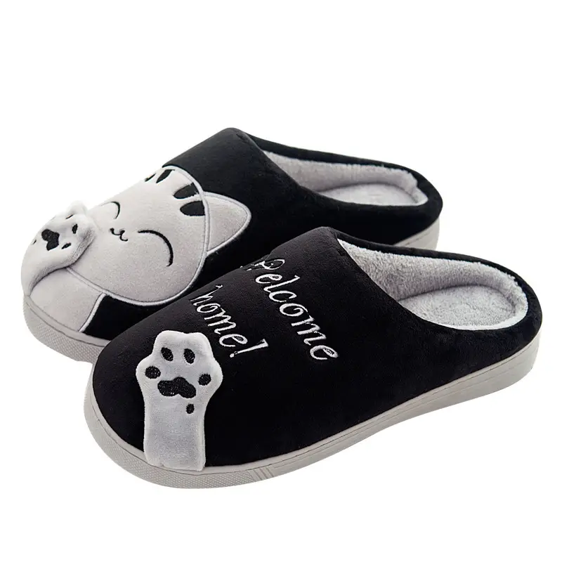 Cross-border in stock Cixi winter cute lucky cat winter warm home indoor men's and women's parent-child family cotton slippers