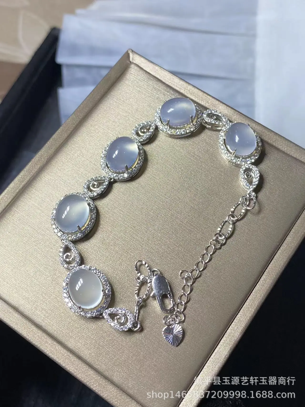 925 Silver Flower Earrings Set with Ice White Chalcedony — feature 11