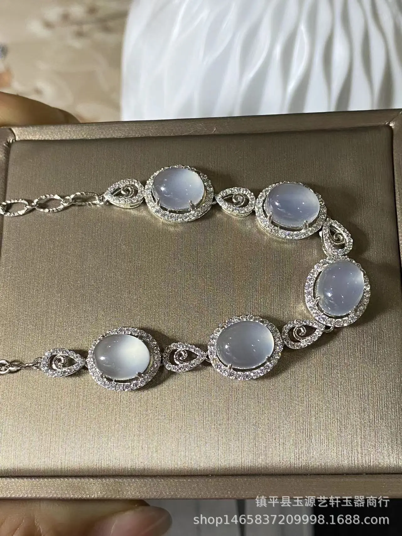 925 Silver Flower Earrings Set with Ice White Chalcedony — feature 13
