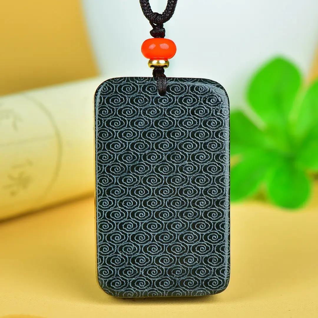 Hetian Jade Phoenix Pendant with Orange bead — feature 5